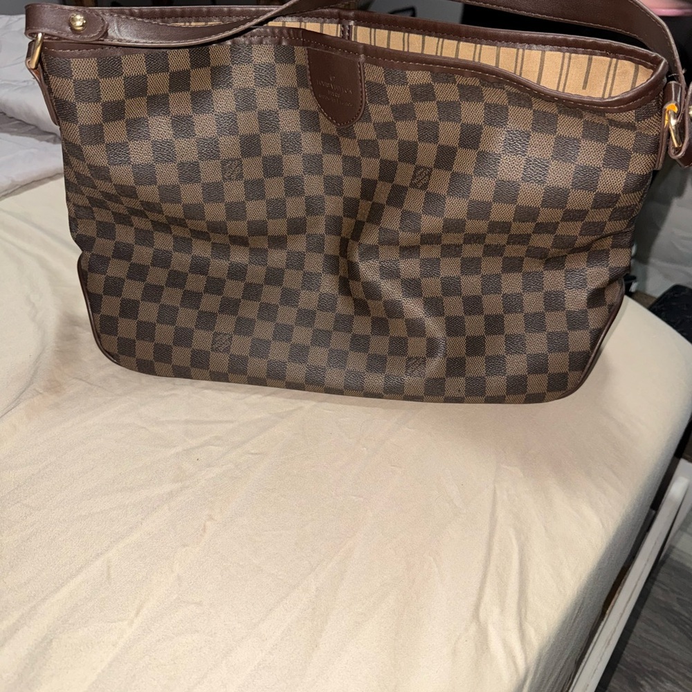 Brown Checkered Tote Bag - Classic Everyday Shoulder Bag